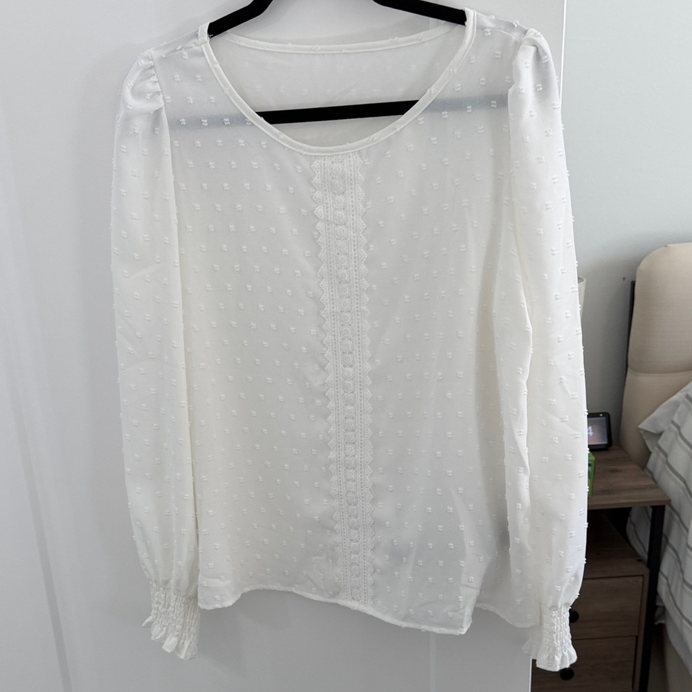 SHEIN White Textured Blouse